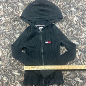 Tommy Hilfiger Womens Black Zip-Up Hoodie